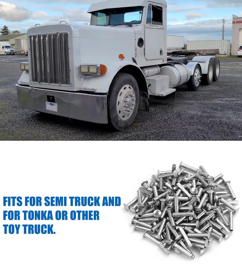 Foruly 1/8" Diameter Tubular Rivets for Semi | Tonka Toy Truck Restoration Assortment Toy Part Assorted Sizes Applied for Car Window Vents Pinball Machines Restoration Aluminum (BULK-800pcs-8 Various Sizes) - Image 4